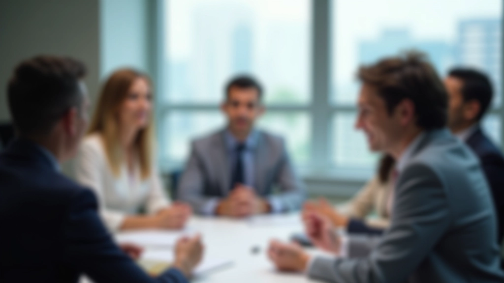 Team meeting with diverse professionals discussing ideas around modern office table