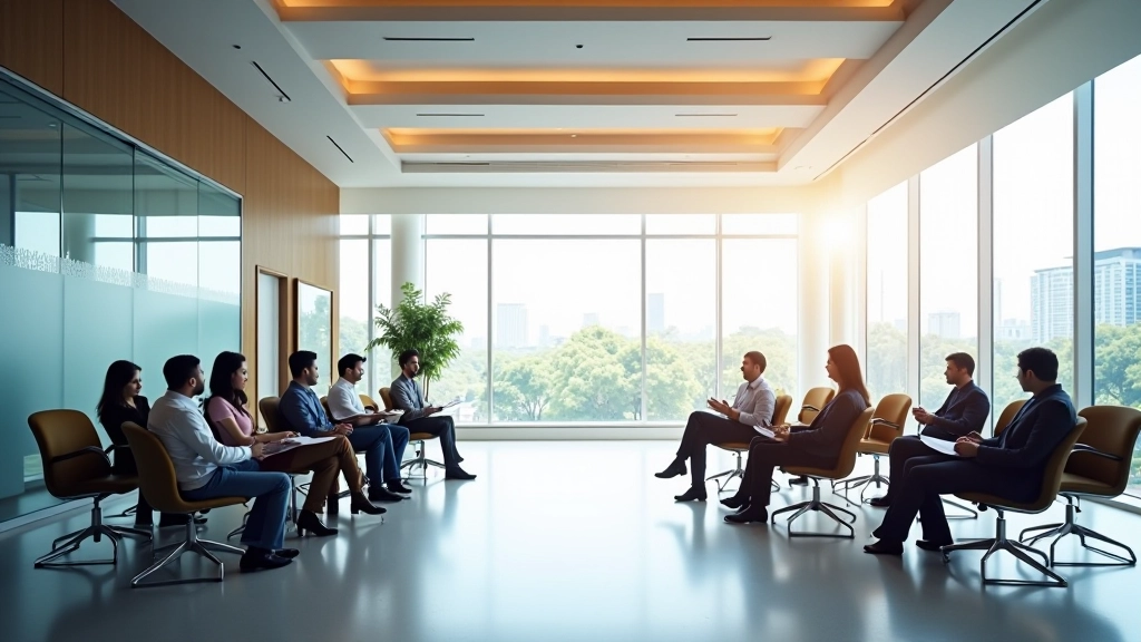 Modern training facility with collaborative workspace and professional development environment