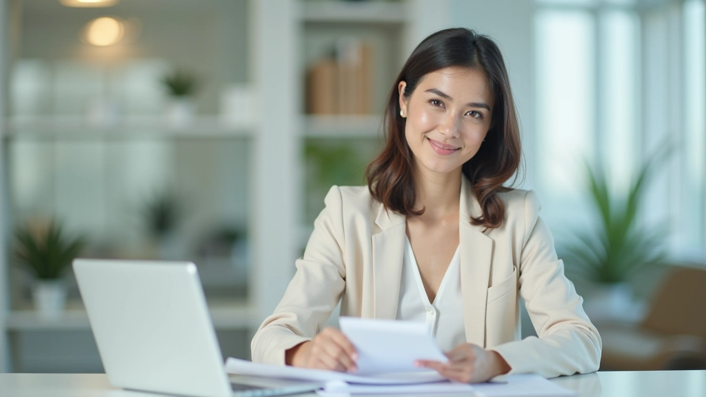 Business professional in formal suit giving presentation to audience in conference setting