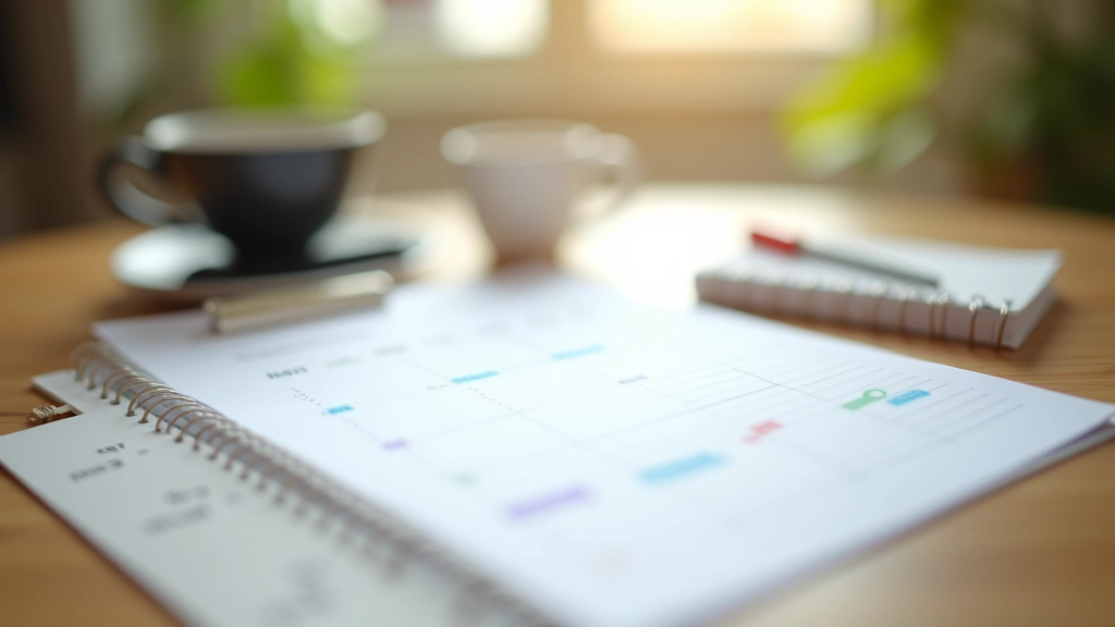 Professional woman in business attire reviewing documents at modern workspace with laptop and tablet